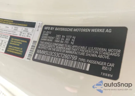 2012 Mini Cooper from USA, damaged, VIN WMWSU3C53CT260799